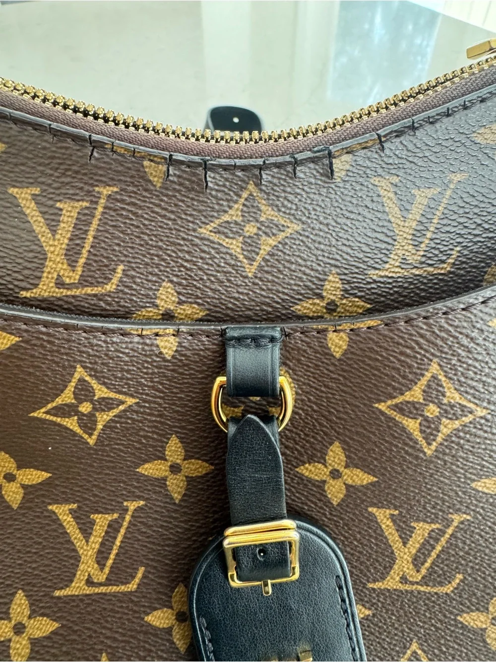 Louis Vuitton Odeon PM Monogram Canvas Shoulder Bag with Black Trim